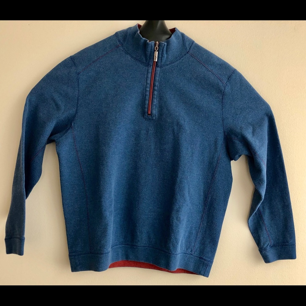 Tommy Bahama Mens Sweater 1/4 Zip Reversible